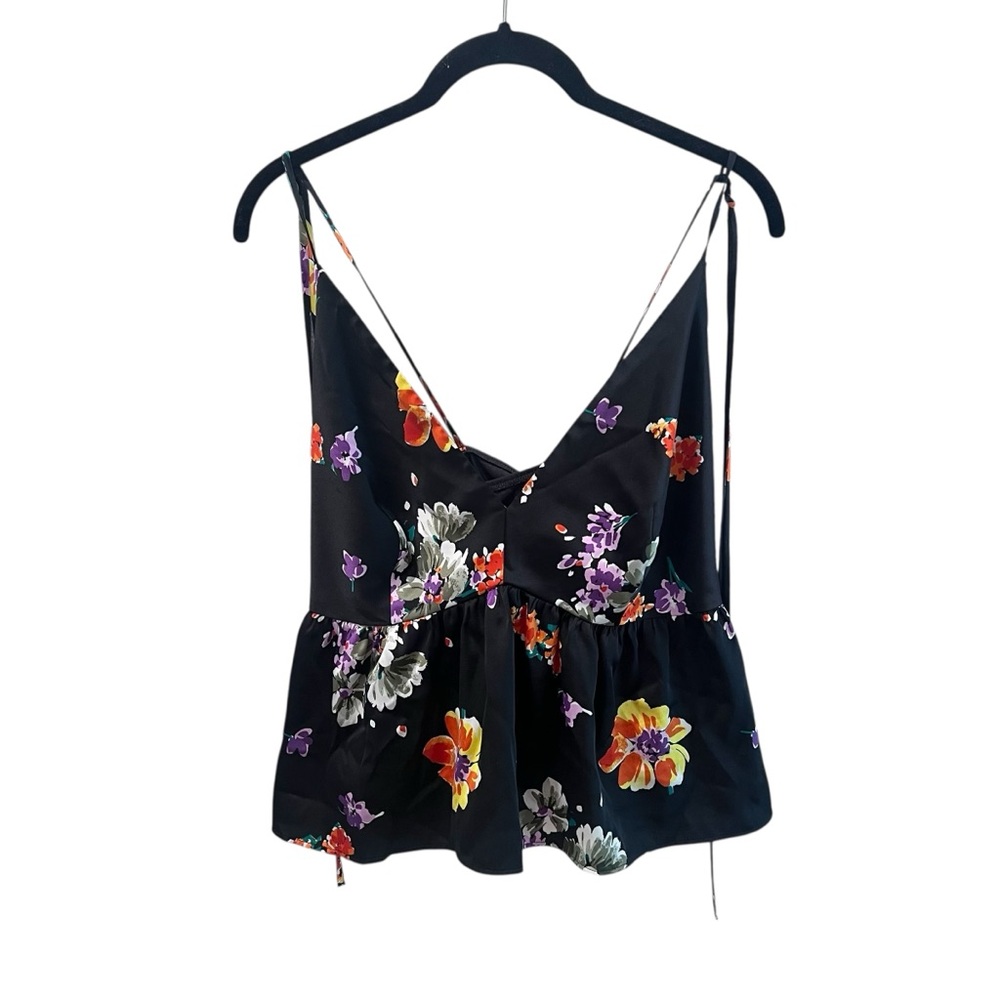 Savage X Fenty Black Floral Peplum Camisole Top Size 1X